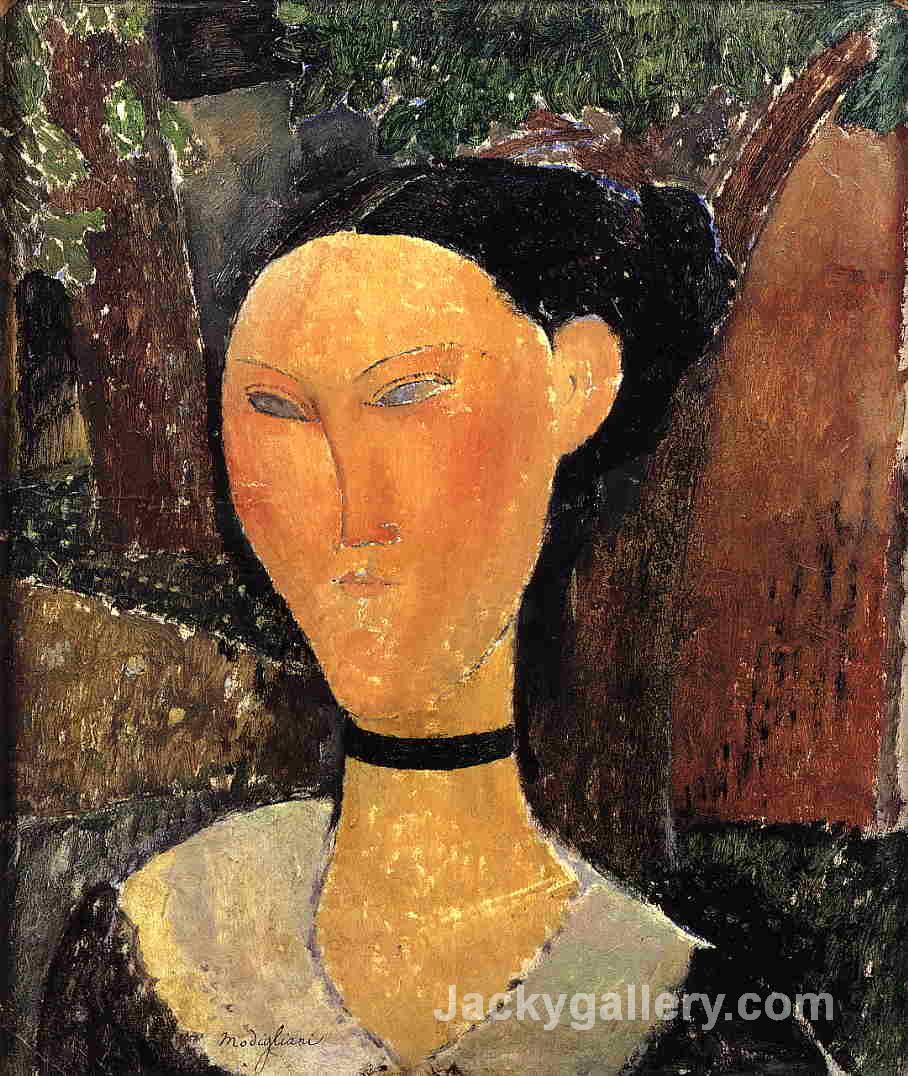 Woman with Velvet Ribbon by Amedeo Modigliani paintings reproduction